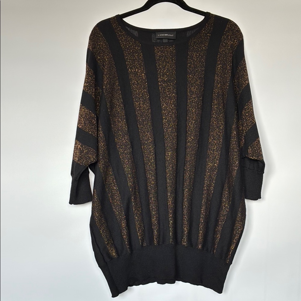 Lane Bryant Black and Gold Knit Top